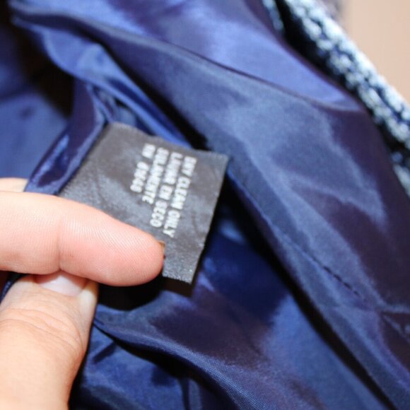 NEW Giorgio Sant’ Angelo blue and white knit bow accent woman’s coat size 18 - Picture 2 of 9